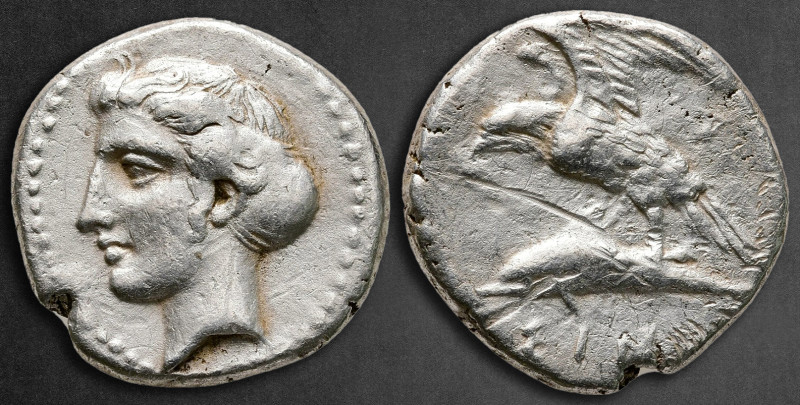 Paphlagonia. Sinope circa 410-350 BC. 
Drachm AR

20 mm, 5,95 g

Head of ny...