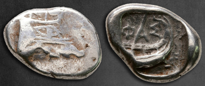Lycia. Phaselis circa 500-440 BC.
Tetrobol AR

16 mm, 3,40 g

Prow of galle...