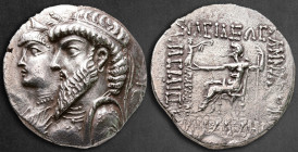 Kings of Elymais. Seleuceia on the Hedyphon. Kamnaskires III and Anzaze circa 82-74 BC.  Dated SE 232 (81/80 BC). Tetradrachm AR