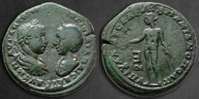 Moesia Inferior. Marcianopolis. Elagabalus and Julia Maesa AD 218-222. Julius Antonius Seleucus, legatus consularis. Pentassarion (5 Assaria) Æ