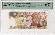 Argentina 1000 Pesos 1976 - 1983 (ND) PMG 67 Superb Gem UNC

P# 304d, N# 202151; # I 72077282