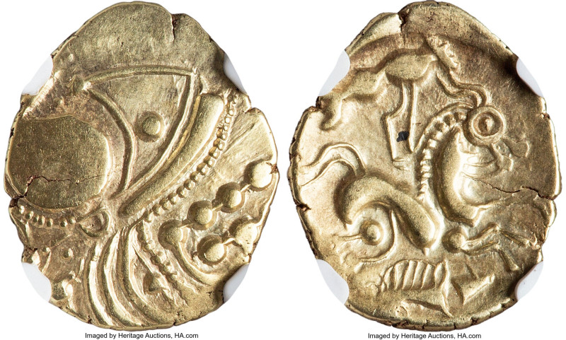 CENTRAL GAUL. Aulerci Eburovices. 2nd-1st centuries BC. EL hemistater (20mm, 3.2...