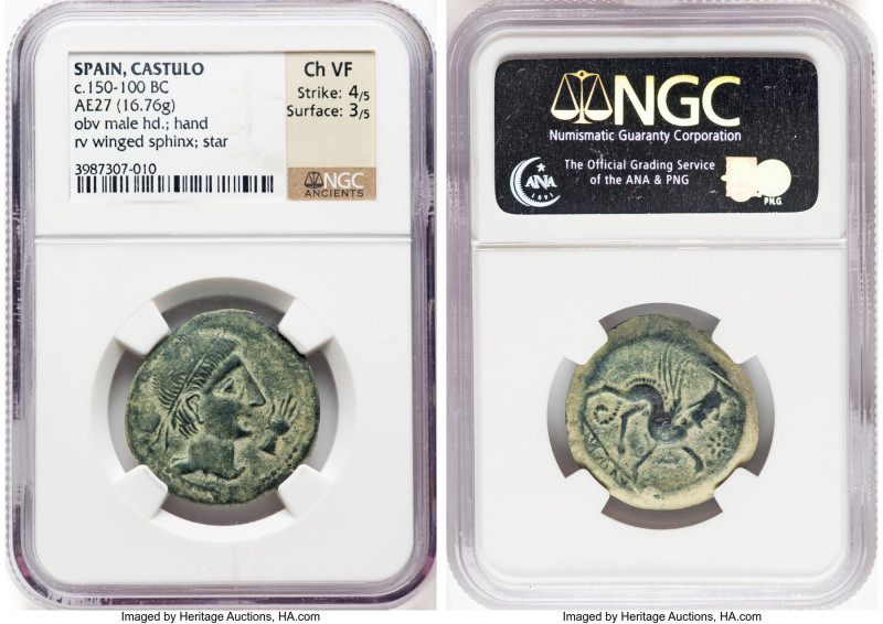 SPAIN. Castulo. Ca. 150-100 BC. AE (27mm, 16.76 gm, 2h). NGC Choice VF 4/5 - 3/5...