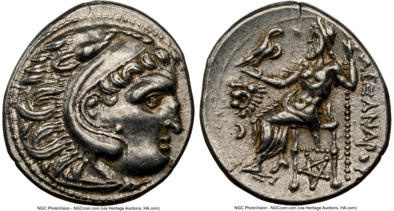 THRACIAN KINGDOM. Lysimachus (305-281 BC). AR drachm (18mm, 4.41 gm, 1h). NGC AU...