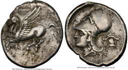 ACARNANIA. Leucas. Ca. 4th century BC. AR stater (22mm, 8.32 gm, 7h). NGC Choice VF 4/5 - 3/5, edge chips. Pegasus with flying left; Λ below / Head of...