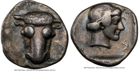 PHOCIS. Phocian League. Federal Issue. Ca. 5th century BC. AR triobol or hemidrachm (14mm, 11h). NGC VF. 445-420 BC. Head of bull facing / Φ-O-K-I, he...