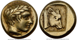 LESBOS. Mytilene. Ca. 454-427 BC. EL sixth-stater or hecte (10mm, 2.52 gm, 6h). NGC Choice VF 5/5 - 3/5, edge scuff. Laureate head of Apollo right / H...