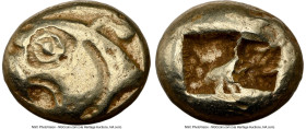 IONIA. Uncertain mint. Ca. 600-550 BC. EL sixth-stater or hecte (10mm, 2.37 gm). NGC Choice VF 3/5 - 4/5. Lydo-Milesian standard. Head of lion or seal...