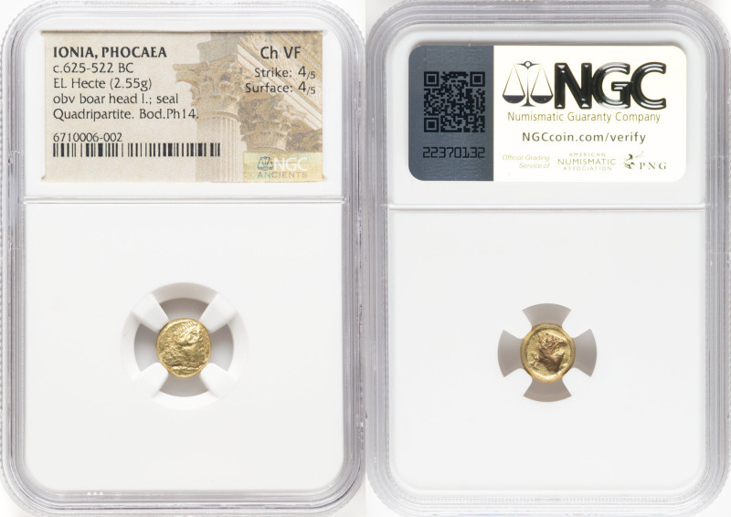 IONIA. Phocaea. Ca. 625-522 BC. EL sixth-stater or hecte (9mm, 2.55 gm). NGC Cho...