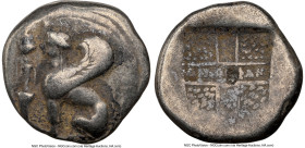 IONIAN ISLANDS. Chios. Ca. 435-350 BC. AR drachm (15mm, 6h). NGC Choice Fine. Demophanes, magistrate. Sphinx seated left; bunch of grapes above amphor...
