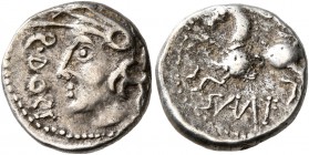 CELTIC, Central Gaul. Sequani. Mid 1st century BC. Quinarius (Silver, 13 mm, 2.06 g, 4 h), Q. Doci and Sam. F. (?). Q•DOCI Celticized head of Roma to ...