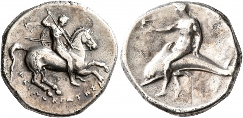 CALABRIA. Tarentum. Circa 280-272 BC. Didrachm or Nomos (Silver, 21 mm, 7.62 g, ...