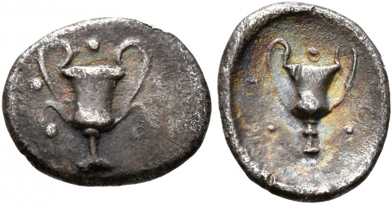 CALABRIA. Tarentum. Circa 280-228 BC. Obol (Silver, 11 mm, 0.53 g, 10 h). Kantha...