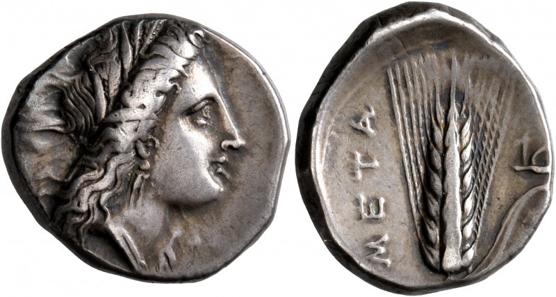 LUCANIA. Metapontion. Circa 330-290 BC. Didrachm or Nomos (Silver, 21 mm, 7.87 g...
