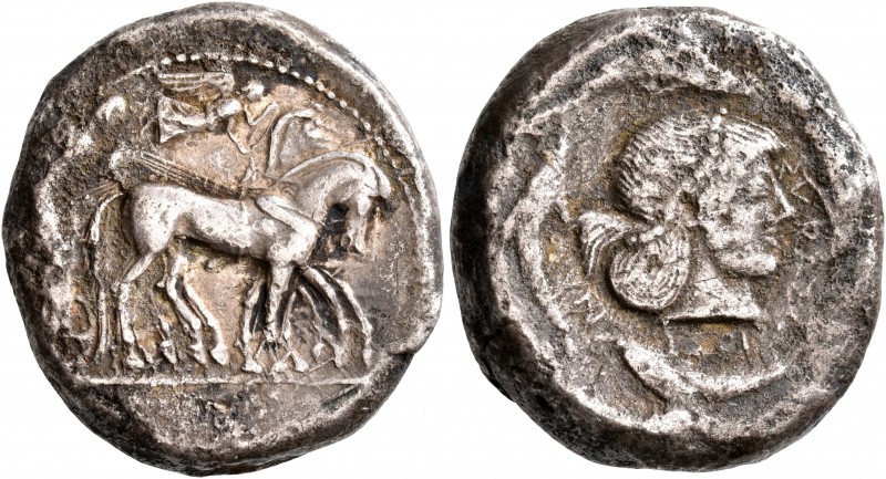 SICILY. Syracuse. Deinomenid Tyranny, 485-466 BC. Tetradrachm (Silver, 24 mm, 15...