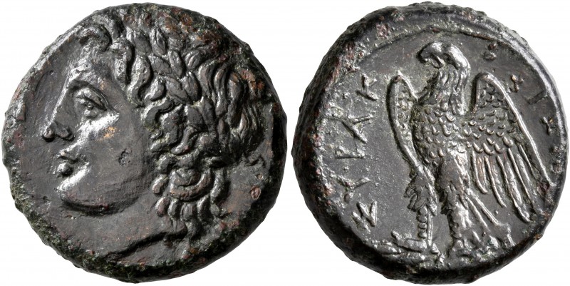 SICILY. Syracuse. Hiketas II, 287-278 BC. AE (Bronze, 22 mm, 10.52 g, 4 h), circ...