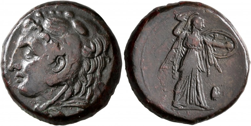 SICILY. Syracuse. Pyrrhos, 278-276 BC. AE (Bronze, 22 mm, 10.46 g, 10 h). Head o...