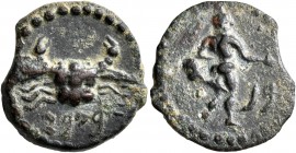 ISLANDS OFF SICILY, Uncertain. Circa 2nd century BC. AE (Bronze, 17 mm, 2.74 g, 1 h). &#67841;&#67860;&#67841;&#67849; ('bšby' in Punic) Crab. Rev. &#...