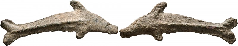 SKYTHIA. Olbia. Circa 525-350 BC. Cast unit (Bronze, 46 mm, 4.08 g), dolphin wit...