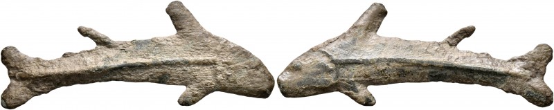 SKYTHIA. Olbia. Circa 525-350 BC. Cast unit (Bronze, 43 mm, 3.57 g), dolphin wit...