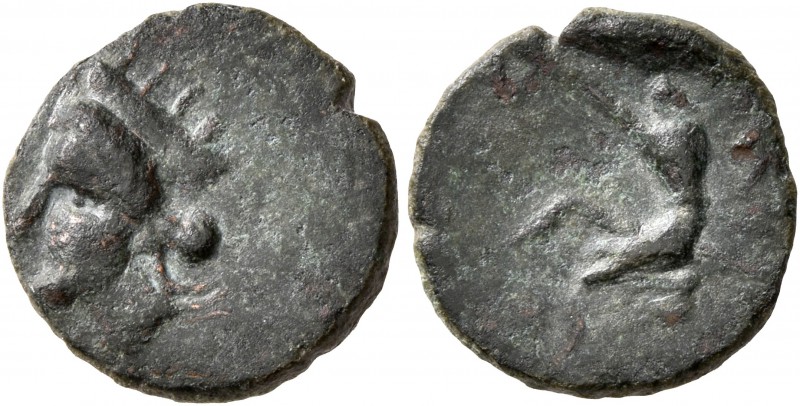 SKYTHIA. Olbia. Circa 360-350 BC. AE (Bronze, 12 mm, 1.66 g, 12 h). Turreted hea...