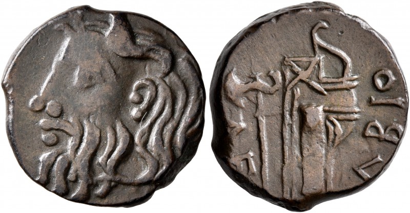 SKYTHIA. Olbia. Circa 310-280 BC. AE (Bronze, 20 mm, 7.10 g, 7 h). Horned head o...