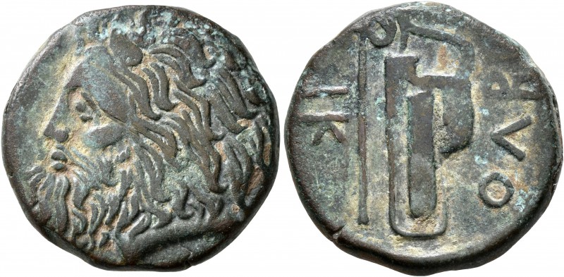 SKYTHIA. Olbia. Circa 310-280 BC. AE (Bronze, 23 mm, 10.78 g, 12 h). Horned head...