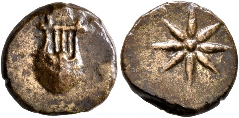 SKYTHIA. Olbia. Circa 100-50 BC. AE (Bronze, 13 mm, 2.39 g). Lyre. Rev. Star. An...