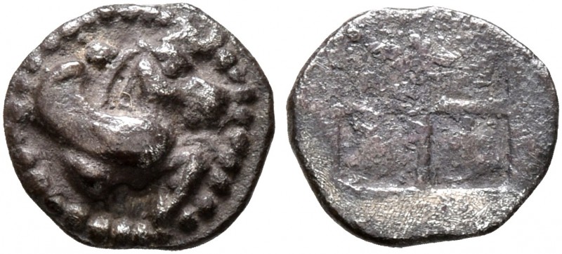 MACEDON. Argilos. Circa 470-460 BC. Tetartemorion (Silver, 8 mm, 0.26 g). Forepa...