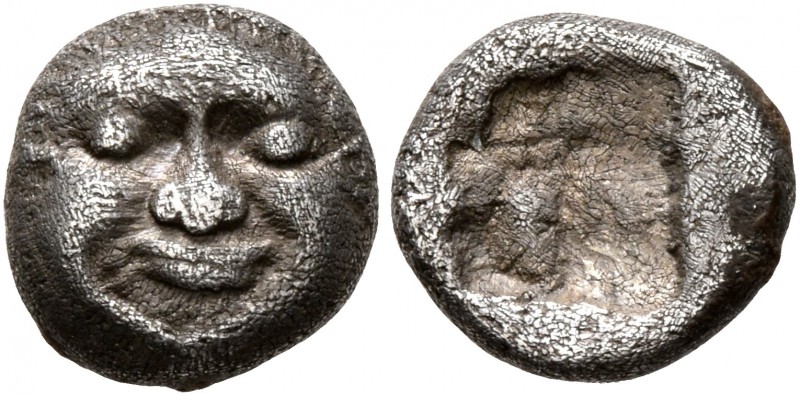 MACEDON. Neapolis. Circa 500-480 BC. Obol (Silver, 9 mm, 0.99 g). Facing gorgone...