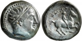 KINGS OF MACEDON. Philip II, 359-336 BC. Unit (Bronze, 18 mm, 6.40 g, 12 h), uncertain mint in Macedon. Diademed head of Apollo to right. Rev. ΦΙΛΙΠΠΟ...