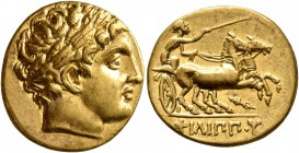 KINGS OF MACEDON. Philip II, 359-336 BC. Stater (Gold, 17 mm, 7.11 g, 9 h), Pella, struck under Antipater, Polyperchon, or Kassander, circa 323/2-315....