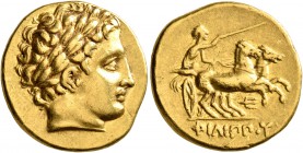 KINGS OF MACEDON. Philip II, 359-336 BC. Stater (Gold, 20 mm, 8.55 g, 9 h), Pella, under Antipater or Polyperchon or Kassander, circa 323/2-315. Laure...