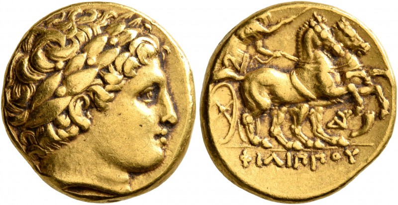 KINGS OF MACEDON. Philip II, 359-336 BC. Stater (Gold, 18 mm, 8.53 g, 12 h), Aby...