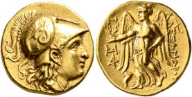 KINGS OF MACEDON. Alexander III ‘the Great’, 336-323 BC. Stater (Gold, 18 mm, 8.58 g, 6 h), Abydos (?), struck under Antigonos I Monophthalmos, 323-31...