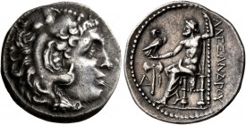 KINGS OF MACEDON. Alexander III ‘the Great’, 336-323 BC. Drachm (Silver, 19 mm, 4.16 g, 12 h), Mylasa, circa 295-275. Head of Herakles to right, weari...
