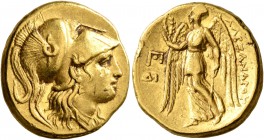KINGS OF MACEDON. Alexander III ‘the Great’, 336-323 BC. Stater (Gold, 18 mm, 8.52 g, 1 h), 'Teos', struck under Menander or Kleitos, circa 323-319. H...