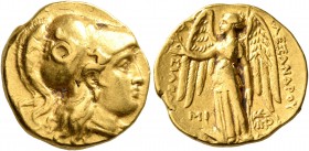 KINGS OF MACEDON. Alexander III ‘the Great’, 336-323 BC. Stater (Gold, 18 mm, 8.48 g, 6 h), Babylon I, struck under Seleukos I, circa 311-300. Head of...