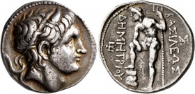 KINGS OF MACEDON. Demetrios I Poliorketes, 306-283 BC. Tetradrachm (Silver, 29 mm, 17.02 g, 11 h), Amphipolis, 289-288. Diademed and horned head of De...