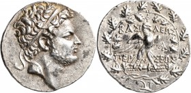 KINGS OF MACEDON. Perseus, 179-168 BC. Tetradrachm (Silver, 31 mm, 15.57 g, 12 h), Pella or Amphipolis, circa 173-171. Diademed head of Perseus to rig...