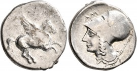 AKARNANIA. Argos Amphilochikon. Circa 330-280 BC. Stater (Silver, 22 mm, 8.35 g, 7 h). Pegasus flying right. Rev. AM Head of Athena to left, wearing C...