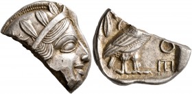 ATTICA. Athens. Circa 440s-430s BC. Tetradrachm (Silver, 23 mm, 11.45 g, 3 h). Head of Athena to right, wearing crested Attic helmet decorated with th...