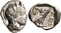 ATTICA. Athens. Circa 430s-420s BC. Tetradrachm (Silver, 27 mm, 17.23 g, 9 h). Head of Athena to right, wearing crested Attic helmet decorated with th...