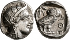 ATTICA. Athens. Circa 430s-420s BC. Tetradrachm (Silver, 24 mm, 17.17 g, 7 h). Head of Athena to right, wearing crested Attic helmet decorated with th...