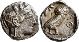 ATTICA. Athens. Circa 430s-420s BC. Tetradrachm (Silver, 25 mm, 16.36 g, 9 h). Head of Athena to right, wearing crested Attic helmet decorated with th...