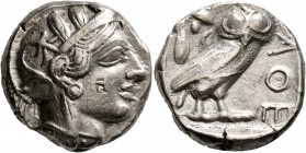 ATTICA. Athens. Circa 430s-420s BC. Tetradrachm (Silver, 23 mm, 16.91 g, 9 h). Head of Athena to right, wrearing crested Attic helmet decorated with t...