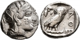 ATTICA. Athens. Circa 430s-420s BC. Tetradrachm (Silver, 23 mm, 16.69 g, 9 h). Head of Athena to right, wrearing crested Attic helmet decorated with t...