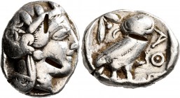 ATTICA. Athens. Circa 430s-420s BC. Tetradrachm (Silver, 25 mm, 17.04 g, 9 h). Head of Athena to right, wearing crested Attic helmet decorated with th...