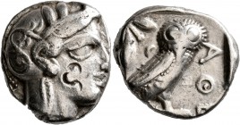 ATTICA. Athens. Circa 420s-404 BC. Tetradrachm (Silver, 23 mm, 16.85 g, 9 h). Head of Athena to right, wrearing crested Attic helmet decorated with th...