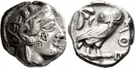ATTICA. Athens. Circa 420s-404 BC. Tetradrachm (Silver, 24 mm, 16.84 g, 9 h). Head of Athena to right, wrearing crested Attic helmet decorated with th...